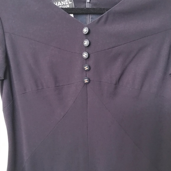 🔥VINTAGE CHANEL: Designer Navy “CC" Button Dress - Picture 9 of 14